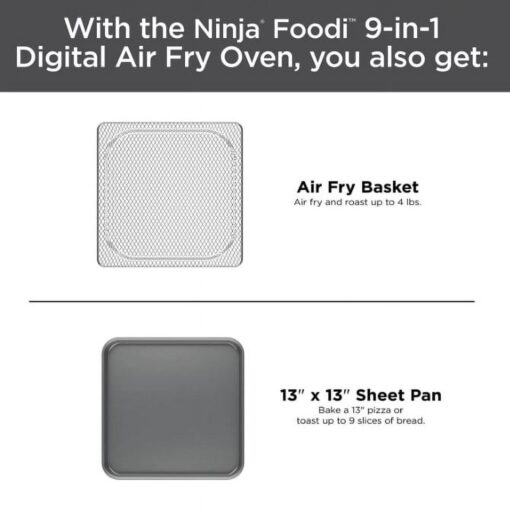 Ninja Foodi 9 in 1 Digital Multi-Functional Cooking, Air Fry Oven, Convection Oven, Toaster, Flip-Away Storage, Air Roast, Bake, Broil, Dehydrate, Reheat, 1800 Watts, Stainless Steel (102A) - Image 2