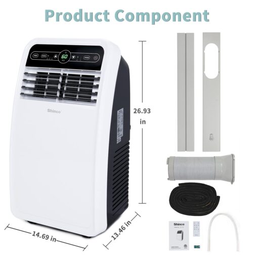 Shinco 8,000 BTU Portable Air Conditioner, AC Unit with Built-in Cool, Dehumidifier & Fan Modes for Room up to 200 sq.ft, Conditioner Remote Control, 24 Hour Timer, Installation Kit - Image 2
