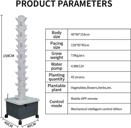 AMNOOL 45-Hole hydroponic Planting Tower Hydroponic Tower Planting Points Indoor Vertical Gardening Greenhouse Farm hydroponic Planting kit - Image 7