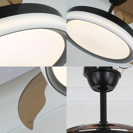 Zenouidle 42" Retractable Ceiling Fan Modern Ceiling Fans with Lights and Remote,3 Color 6 Speed Round Dimmable Fandelier for Bedroom Living Room Dining Room - Image 2