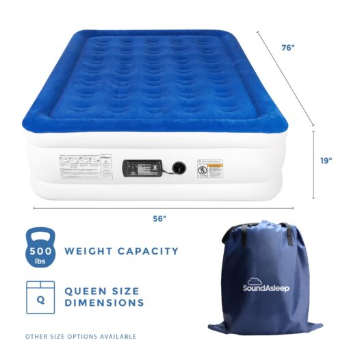 SoundAsleep Dream Series Luxury Air Mattress with ComfortCoil Technology & Built-in High Capacity Pump for Home & Camping- Double Height, Adjustable, Inflatable Blow Up, Portable - Full Size - Image 7