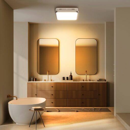 Consciot Bathroom Exhaust Fan with Light, 110/160 CFM Adjustable, 1.0 Sone, suitable for square mounting hole 11.39 x 10.42 inches, 1500lm LED Light 3000K/4000K/5000K Selectable & 2700K Nightlight - Image 2