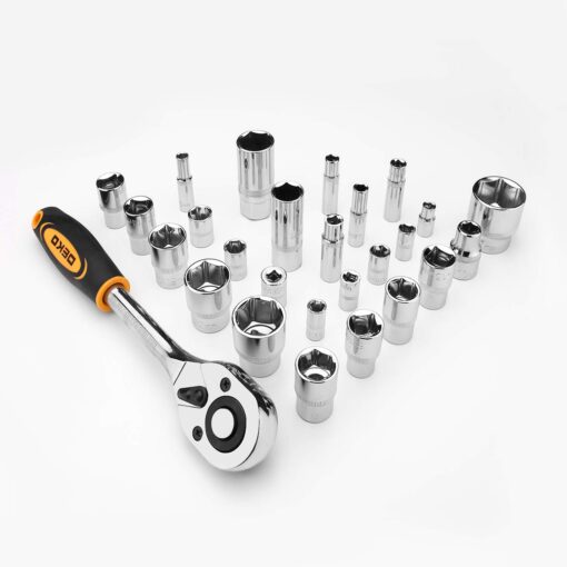DEKOPRO 258 Piece Tool Kit with Rolling Tool Box Socket Wrench Hand Tool Set Mechanic Case Trolley Portable - Image 2