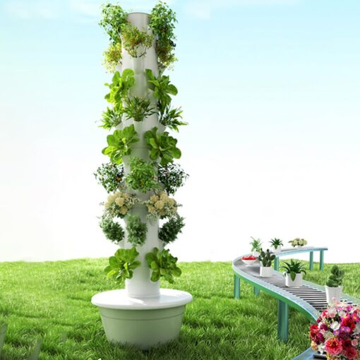 vhdurike Vertical Hydroponics Garden Tower, Automatic Water Hydroponic Tower, Vertical Garden Kit, Indoor Gardening System for Green Vegetables and Fruits,5 Layers