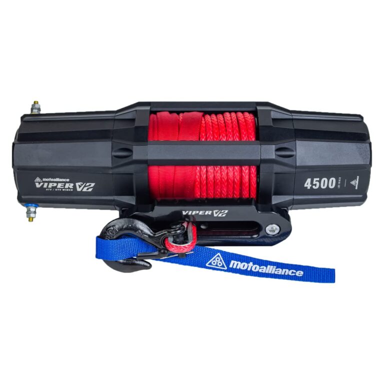 MOTOALLIANCE VIPER V2 4500lb Widespool ATV/UTV Waterproof Wireless Winch with 60' of RED Synthetic Winch Rope. USA Powersports Company.