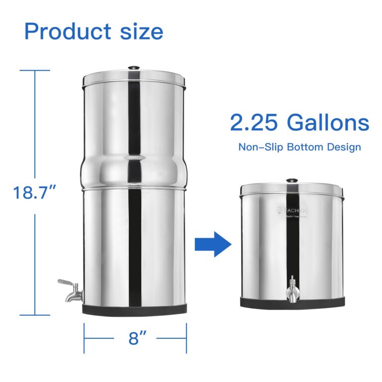 FACHIOO 2.25 Gallon Stainless Steel Gravity-Fed Water Filter System with 2 White Ceramics Purification Washable Filter, Portable Countertop Filter System for Home and Outdoor Camping Use - Image 7
