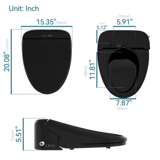 YOURLITE Bidet Toilet Seat, Elongated Toilet Seat Warm Water, Heated Seat Bidet with Remote Control,Self-cleaning Nozzle Temperature Adjustable LED Light, Need Electricity, Black - Image 7