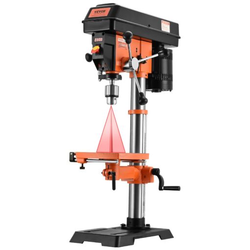 VEVOR 12 in Benchtop Drill Press, 5 Amp 120V, Variable Speed Cast Iron Bench Drill Press, 12 in Swing Distance 0-45° Tiltling Worktable with Laser Work Light, Tabletop Drilling Machine for Wood Metal