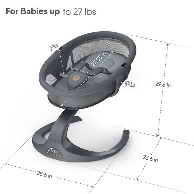 Obee Odee Baby Swing - 5 Speeds, 12 Lullabies, Portable with 360 Rotating Seat, Adapter & Battery Operated, Indoor & Outdoor (Gray, Basket) - Image 2