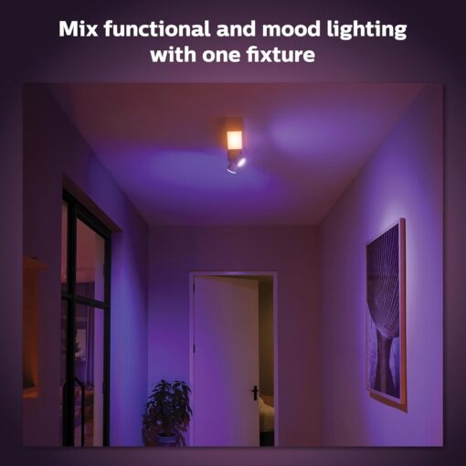 Philips Hue Centris Smart LED Ceiling Spotlight Fixture, White - White and Color Ambiance Color-Changing Light - 2 Lights - Control with App - Works with Alexa, Google Assistant, and Apple Homekit - Image 4