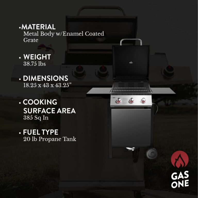 GasOne GP-1030S One 3 Burner Stainless Steel– Outdoor Cabinet Style with Wheels-High-Temperature Paint Coating Gas BBQ Grill – Elegant and Luxurious Design, Black - Image 6