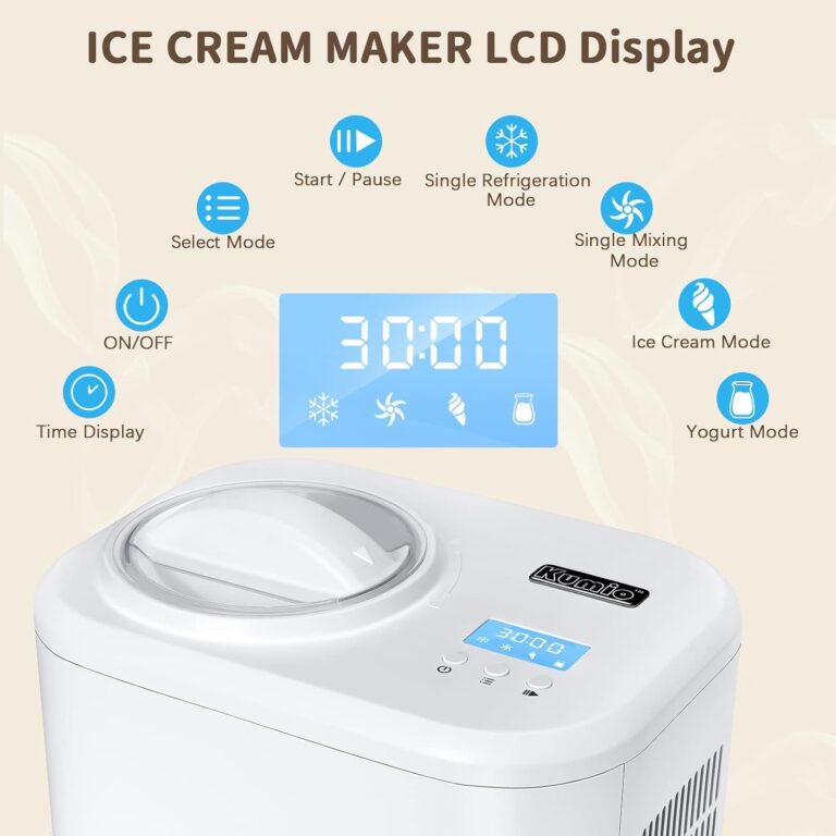 KUMIO Ice Cream Maker with Compressor, No Pre-Freezing, 4 Modes Ice Cream Maker Machine with LCD Display, Timer (1.25 Quart) - Image 6