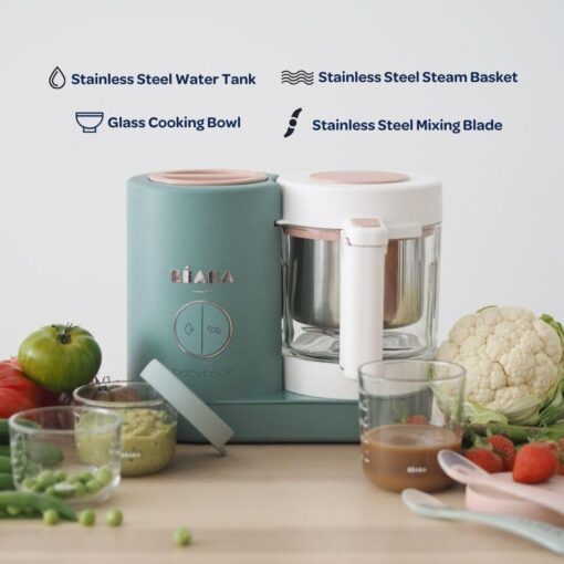 BEABA Babycook Neo Baby Food Maker | Non-Toxic Glass & Stainless Steel | Trusted by Celebrity Moms | Sustainable Baby Food Processor | Global Leader| 34 Servings in 20 Mins, Mineral - Image 4