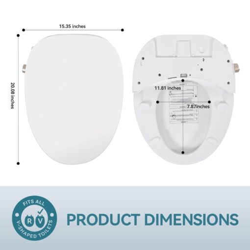 Electric Bidet Toilet Seat, Elongated V-shaped Heated Bidet with Dryer and Warm Water, Rear and Front Washing, Self-Clean Nozzle,Soft Close Toilet Seat with Remote Control, LED light and Deodorization - Image 3