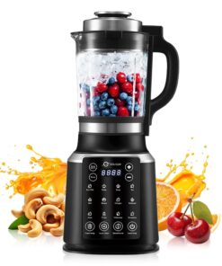 ASH01-B Blenders for Kitchen with Heating, 1200W Adjustable 26000-60000RPM High Speed Food Processors, Black Professional blender with Keep Warm 14 Functions Auto Clean for Smoothies Soups Sauces more