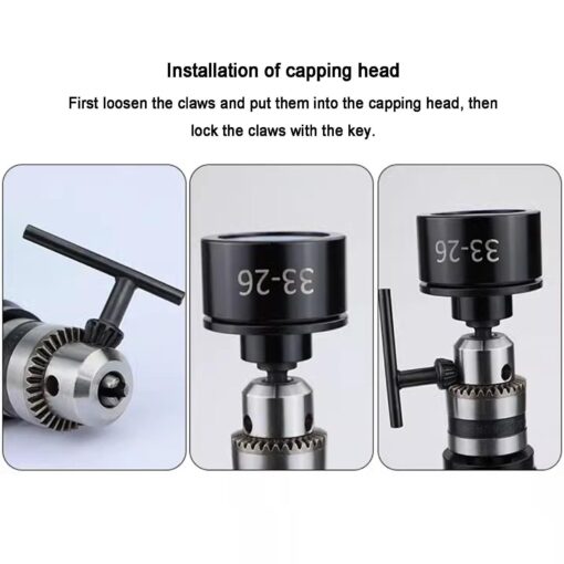 Pneumatic bottle cap sealer, handheld bottle cap screw sealer with 6 capping heads (10-50 mm), up to 2600RPM, for plastic and glass bottle caps - Image 3