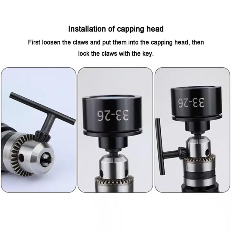 Pneumatic bottle cap sealer, handheld bottle cap screw sealer with 6 capping heads (10-50 mm), up to 2600RPM, for plastic and glass bottle caps - Image 3