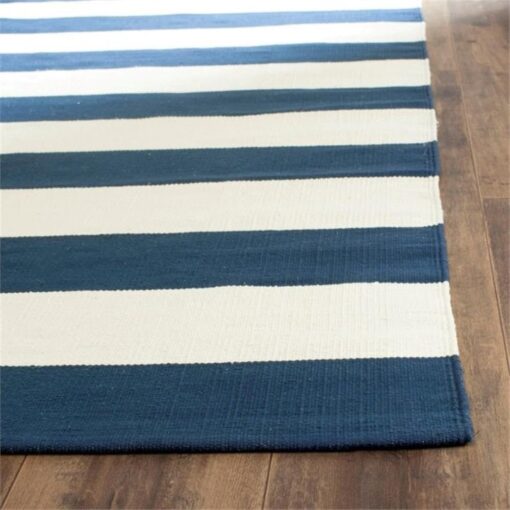 SAFAVIEH Montauk Collection X-Large Area Rug - 12' x 15', Navy & Ivory, Handmade Flat Weave Boho Farmhouse Cotton Stripe, Ideal for High Traffic Areas in Living Room, Bedroom (MTK712H) - Image 3