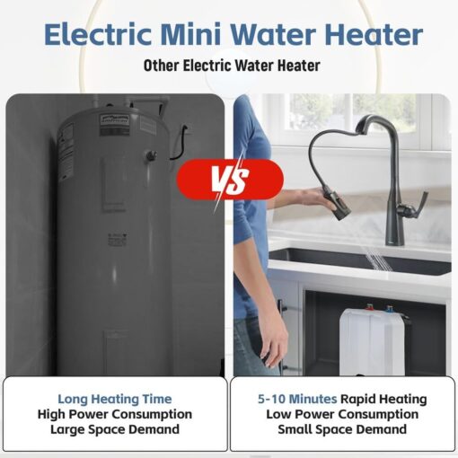 110V-120V 1.5Kw Small Under Sink Tank 2.16Gallon Water Heater Hot Storage,Mini Instant Electric RV TR Trailer Kitchen Compact Point-of-Use, (2.16gallon) - Image 7