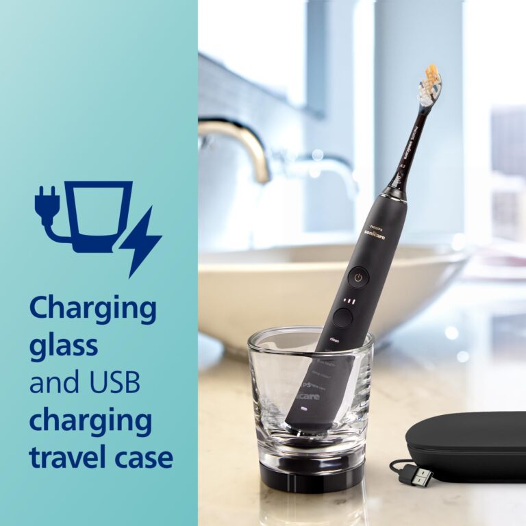 Philips Sonicare DiamondClean Smart 9500 Electric Toothbrush, Sonic Toothbrush with App, Pressure Sensor, Brush Head Detection, 5 Brushing Modes and 3 Intensity Levels, Black, Model HX9923/11 - Image 2