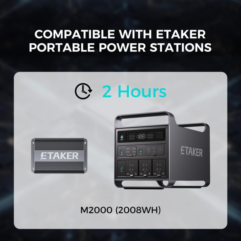 ETaker F1000 Alternator & Solar Charger Compatible with Power Station, Max 1000W DC to DC Battery Charger for SUVs, RVs, Boats, Trucks - Image 2