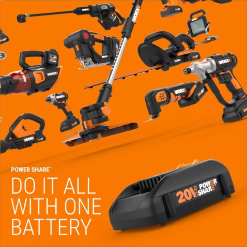 Worx WG323 20V Power Share 10" Cordless Pole/Chain Saw Bundle with Hedge Trimmer, Battery and Charger - Image 6