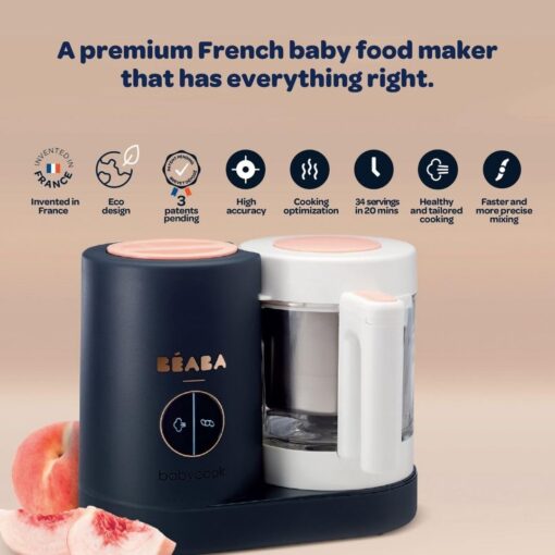 BEABA Babycook Neo Baby Food Maker | Non-Toxic Glass & Stainless Steel | Trusted by Celebrity Moms | Sustainable Baby Food Processor | Global Leader| 34 Servings in 20 Mins, Mineral - Image 6