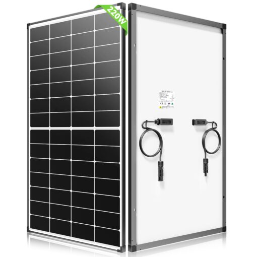 220W Solar Panel,27% High Efficiency Perovskite Solar Cells,10BB Hidden Busbar Technology,12V/24V for RV Camper Boat Caravan Off-Grid Use