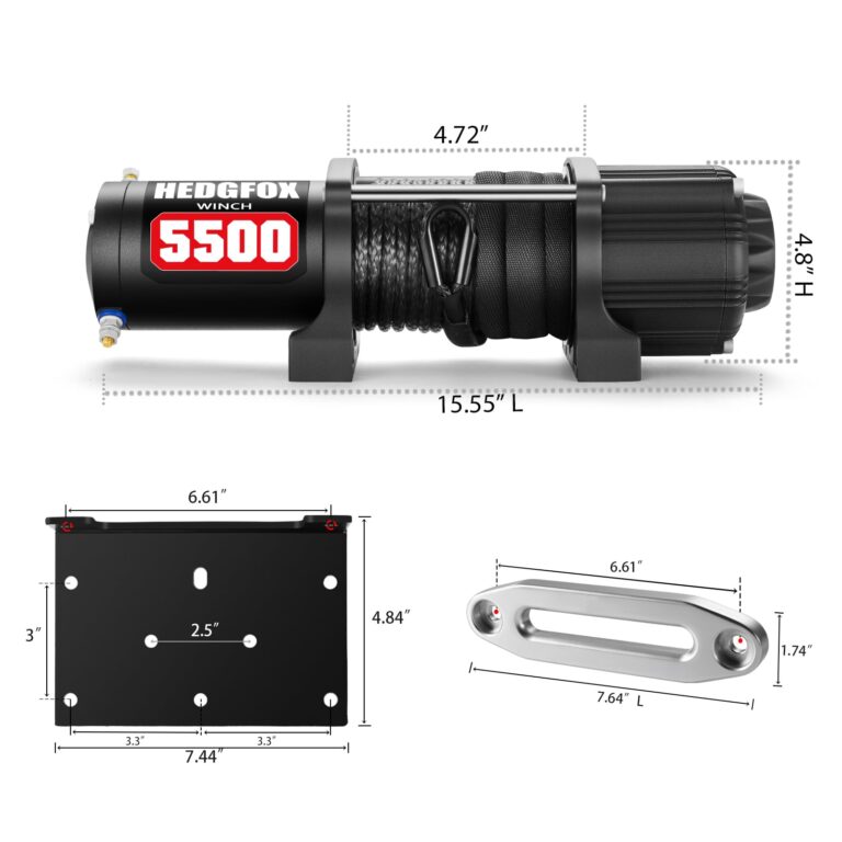 HEDGFOX UTV ATV 5500lb Electric Winch 12V Waterproof with Synthetic Rope Hawse Fairlead Kit for Offroad, Trailer Recovery Winch with Wireless Handheld Remote and Mini Rocker Control - Image 8
