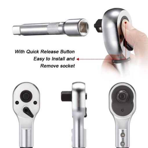 RIMKOLO 3/4-inch Drive Click Torque Wrench Dual-Direction Adjustable Torque Wrench Set with Buckle with Screwdriver (100-600ft.lb / 135-815Nm) - Image 6