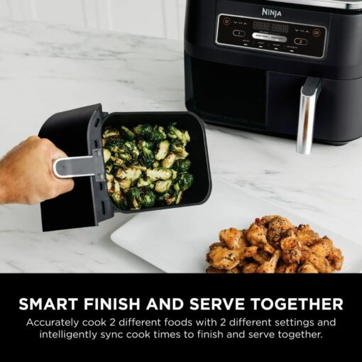 Ninja Foodi 4-in-1 8-Quart 2-Basket Air Fryer with DualZone Technology – Air Fry, Roast, Reheat, Dehydrate; Independent Cooking Zones; Dishwasher Safe - Image 8