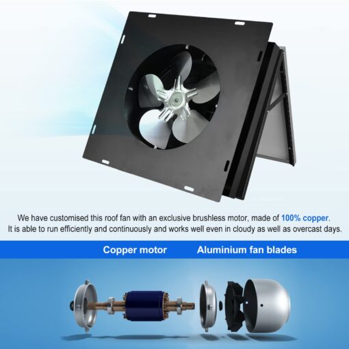DC HOUSE 32 Watt Solar Attic Fan Solar Powered Roof Exhaust Fan Up to 3000 Sq Ft,2500 CFM Metal Shell Solar Vent with Brushless Motor, Hail and Weather Resistance - Image 3