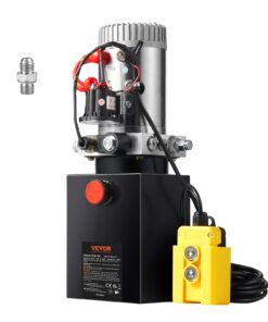 VEVOR Hydraulic Pump, 4 Quart Hydraulic Power Unit, Single Acting Dump Trailer Pump, 0.91 GPM Flow Rate, 3200 PSI Max Relief Pressure, DC 12V Hydraulic Pump for Dump Trailer Car Lifting