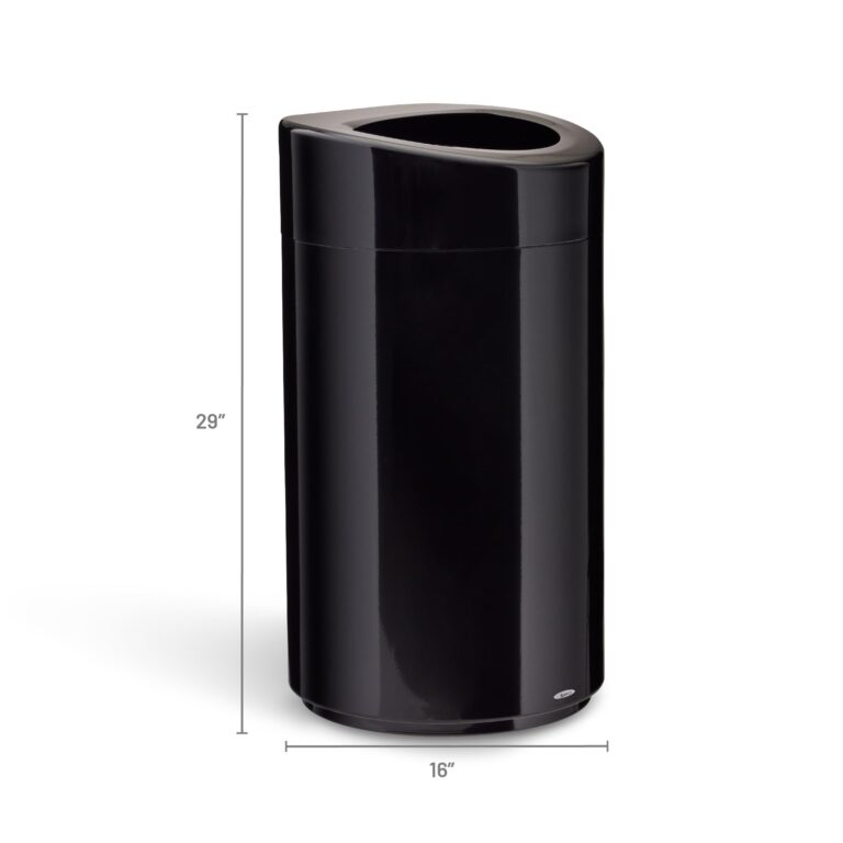Safco Open Top Trash Can, 14 Gallon Stainless Steel, Modern Garbage Can for Indoor Use, Black - Image 2