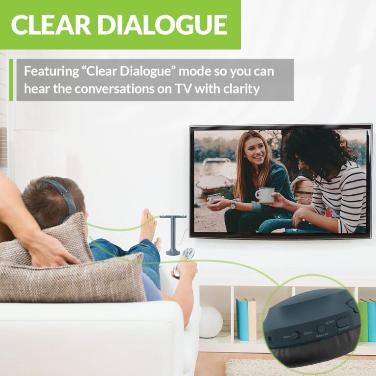 Avantree Duet - Dual Wireless Headphones for TV Watching with Transmitter/Charging Stand 2-in-1, Clear Dialogue Mode & Volume Boost for Seniors, Scalable to 100 Headphones - Blue - Image 5