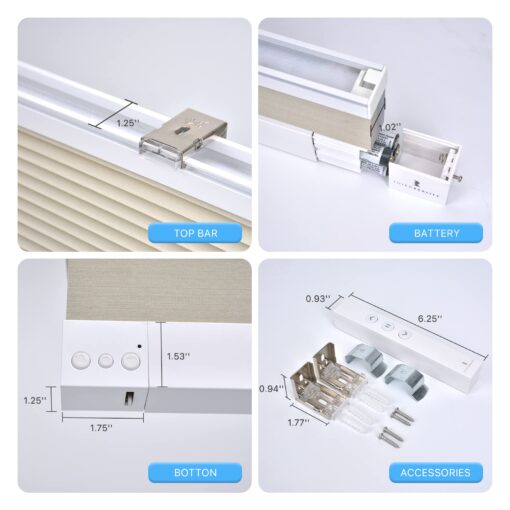 THIRDREALITY ZigBee Smart Blind, Motorized Blackout Window Shades with Remote, Cordless Honeycomb Blinds, Automatic Height Setting, AA Batteries Powered, 31" W x 72" H Beige/White - Image 3