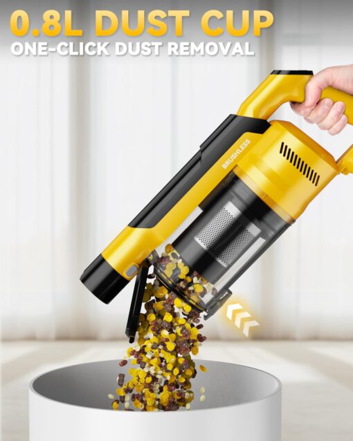 350W Cordless Vacuum Cleaner for Dewalt 20v Battery, 35kPa Brushless Lightweight Stick Vacuum with 3 Mode Suction, 6 in 1 Stick Vacuum Cleaner with HEPA for Floor, Carpet, Car (Battery Not Included) - Image 5