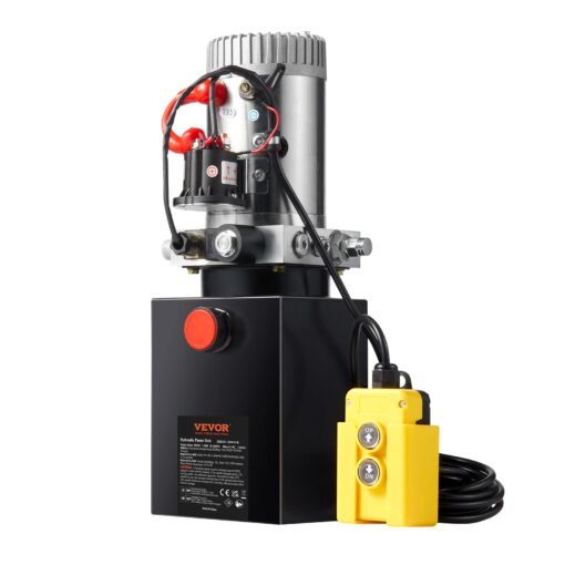 VEVOR Hydraulic Pump, 4 Quart Hydraulic Power Unit, Single Acting Dump Trailer Pump, 0.91 GPM Flow Rate, 3200 PSI Max Relief Pressure, DC 12V Hydraulic Pump for Dump Trailer Car Lifting - Image 2