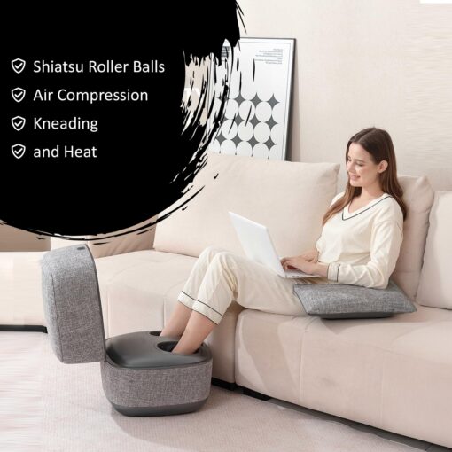 Ottoman Foot Massager by Ottossage, Massaging Ottoman with Removable Lid provides Air Compression, Shiatsu kneading, intense vibration and heat therapy. Extra Powerful with upgraded li-ion battery. - Image 4