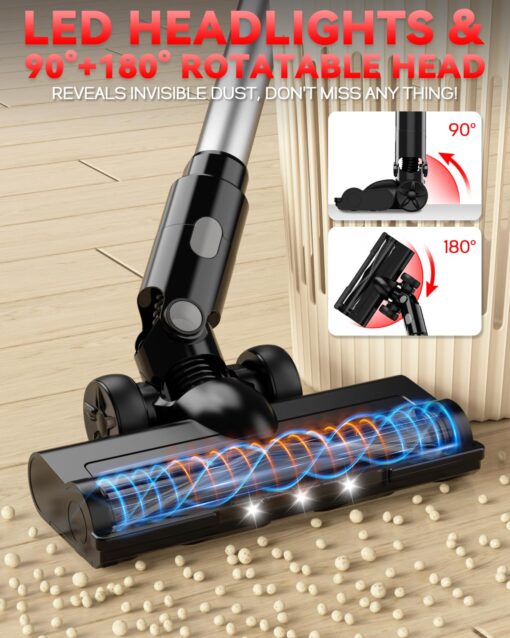 350W Cordless Vacuum Cleaner for Milwaukee M18 Battery, 35kPa Brushless Lightweight Stick Vacuum with 3 Mode Suction, 6 in 1 Stick Vacuum Cleaner with HEPA for Floor, Carpet, Car, Battery Not Included - Image 4
