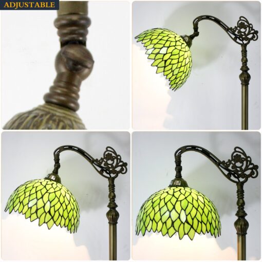 WERFACTORY Tiffany Lamp Floor Green Wisteria Stained Glass Arched Lamp 12X18X64 Inches Gooseneck Adjustable Corner Standing Reading Light Decor Bedroom Living Room S523 Series - Image 5