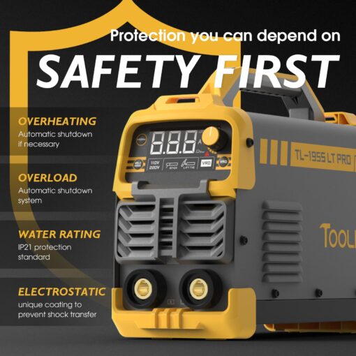 TOOLIOM 195A Stick/Lift TIG Welder with Lift TIG Torch 110V/220V Dual Voltage Welding Machine with Synergic Control Portable MMA Welder Machine with VRD, Hot Start and ARC Force - Image 2