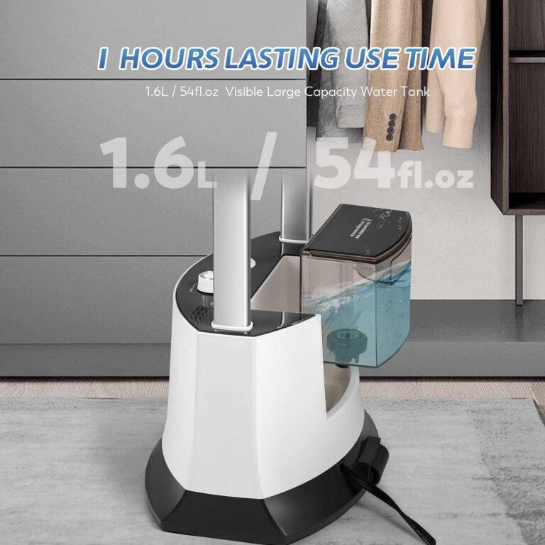 Hapyvergo Standing Garment Steamer for Clothes Suitable For All Fabric Types, Flat Hanging Iron Rapid Heats in 25s for 1 Hour Powerful Steam, with Garment Hanger, ironing board, Ironing Gloves - Image 4