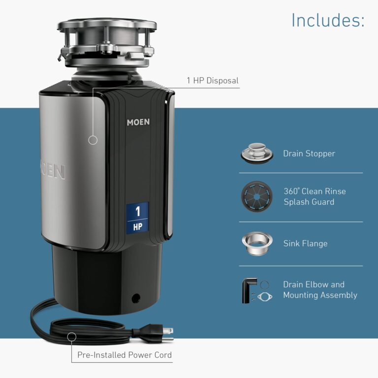 Moen GX100C Chef Series 1 HP Continuous Feed Garbage Disposal with Sound Reduction, Disposer Power Cord Included - Image 8