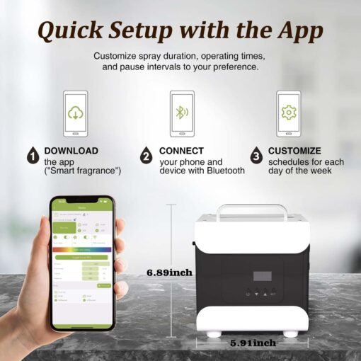 Whole House HVAC Scent Diffuser - 5000 Sq Ft Coverage, Wi-Fi & Bluetooth App Control, 1000ML Hotel Collection, Waterless Cold Air Diffuser for Large Rooms & Commercial Use, Metal Design - Image 4