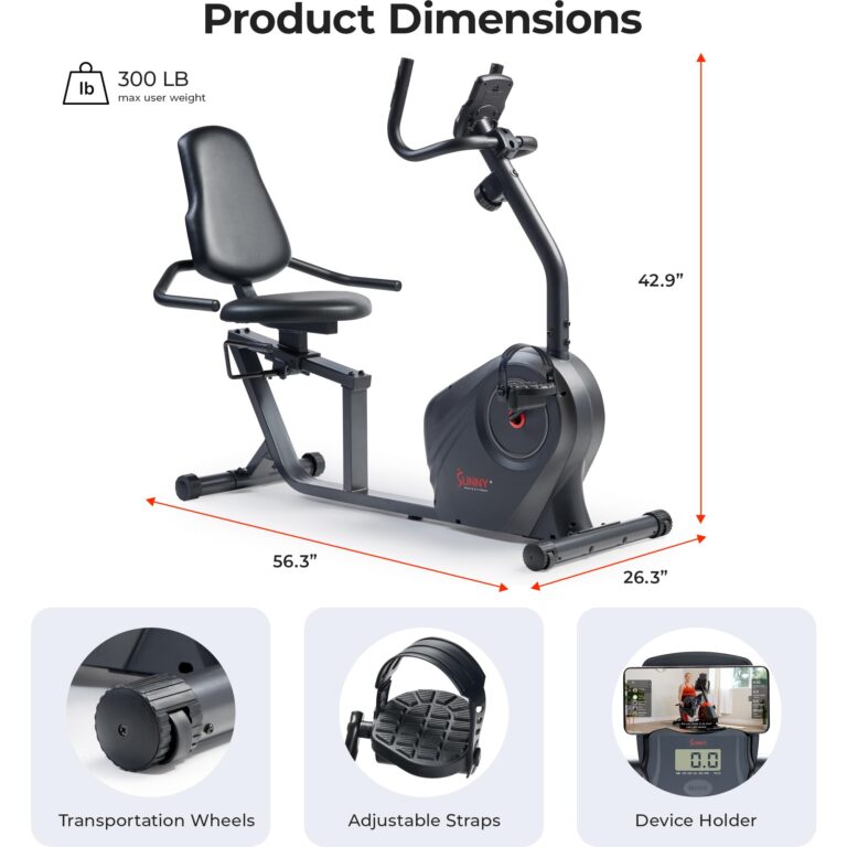 Sunny Health & Fitness Heavy-Duty Recumbent Smart Bike, Wide Cushioned Seat & Back, Cycling Workout Machine, Bicycle Exercise for Adult/Seniors at home, Exclusive Free SunnyFit App Bluetooth Link - Image 2