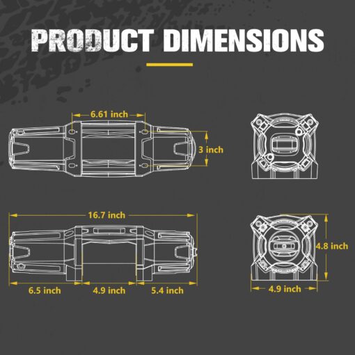 BUNKER INDUST 6000lb Electric Winch 12V Waterproof with Synthetic Rope Hawse Fairlead Kit for Offroad UTV ATV,Recovery Winch with Both Wireless Handheld Remote and Corded Control - Image 5