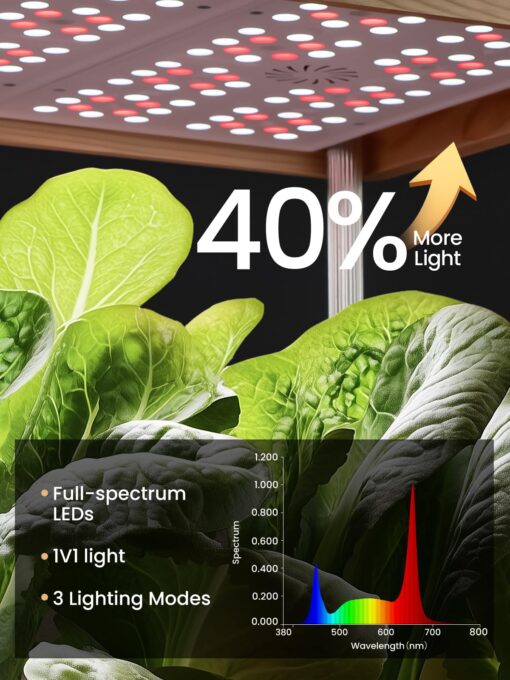 GROWNEER HydroEasy1.0 Hydroponics Growing System Kit, Beginner-Friendly Indoor Garden for Vegetable Fruit Herb, Solid Wood Design, Perfect Gift Idea, Full-Spectrum LED Lights for Maximum Growth - Image 5