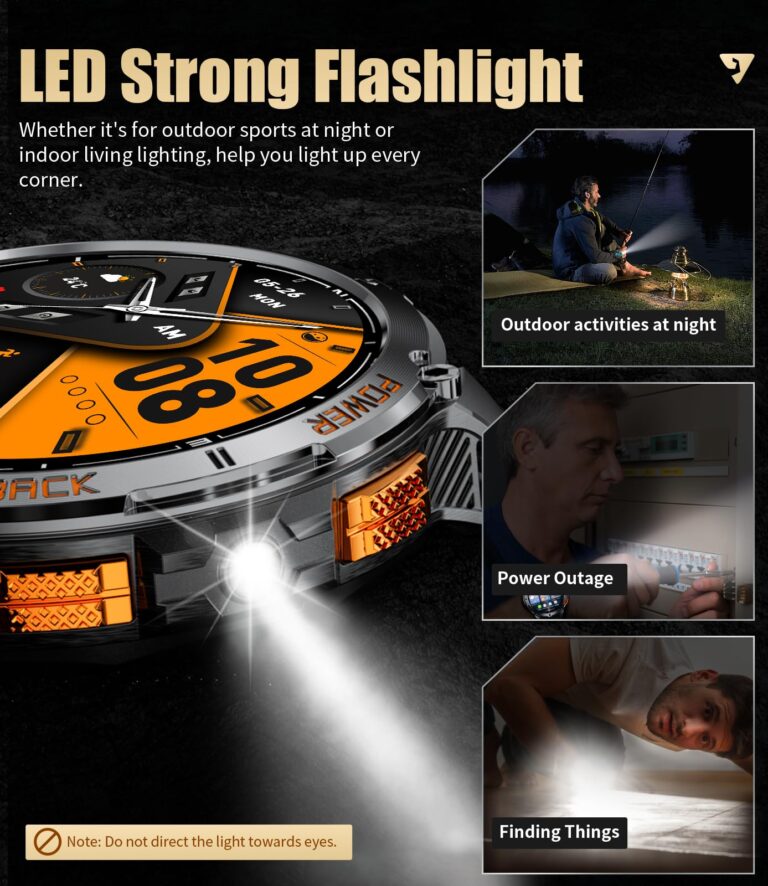 LIGE GPS Smart Watch for Men, Compass/LED Flashlight/6 Satellite Positioning/1.43" AMOLED Smartwatch, 100+ Sports Mode Fitness Tracker Watch for Android iOS, IP68 Waterproof Watch for Swimming - Image 9