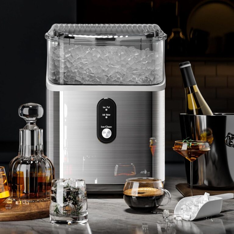 Nugget Ice Maker Countertop, 35Lbs/24H Portable Table Top Machine with Chewable & Crushed Ice, Self-Cleaning, One-Touch Operation for Home, Kitchen & Office(Stainless Steels Silver) - Image 6
